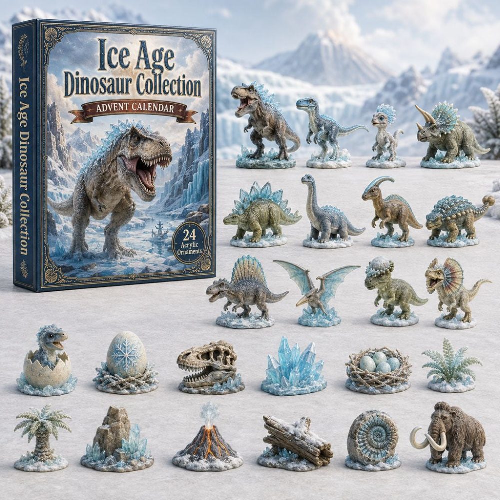 Ice Age Dinosaur 2026 Advent Countdown — 24 Acrylic Charm Collectibles, Prehistoric Holiday Gift For Kids & Dino Fans