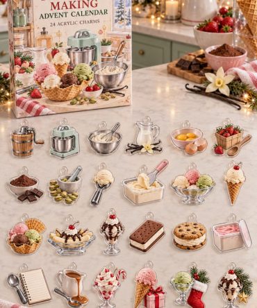 24-Day Ice Cream Making Advent Calendar — Acrylic Ice Cream Charms Set For Sweet-Tooth Gifts, Diy Jewelry & Party Favors