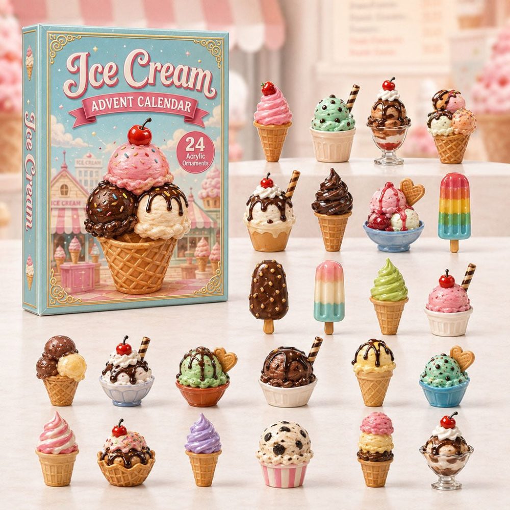 Ice Cream Sweet Treat 2026 Advent Calendar — 24-Day Countdown With Cute Acrylic Dessert Charms, Perfect For Foodies