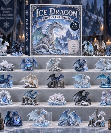 2026 Ice Dragon Advent Calendar — 24 Frosted Acrylic Charms, Winter Fantasy Countdown Gift For Collectors