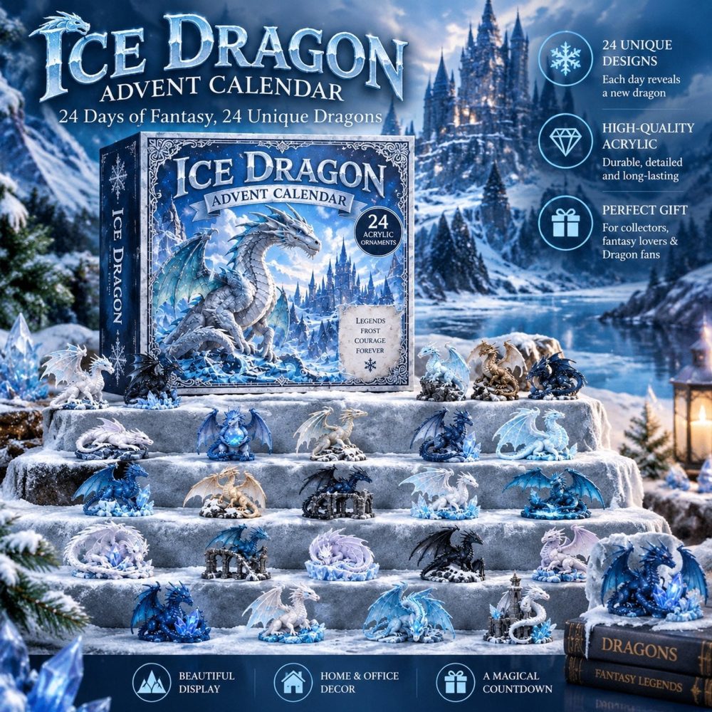 Frost Castle Ice Dragon Holiday Countdown 2026 - 24-Day Acrylic Charms Collection, Fantasy Collector Ornament