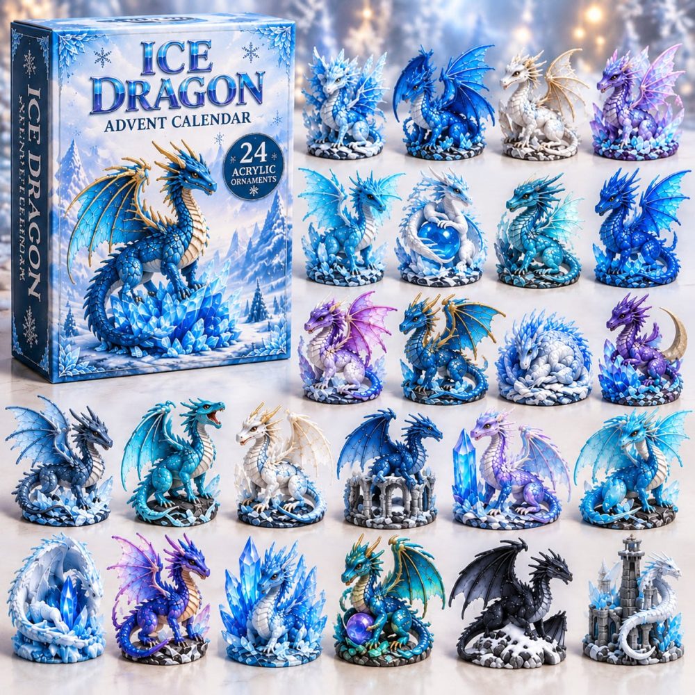 Crystal Ice Dragon Advent Calendar 2026 - 24-Day Acrylic Charm Countdown, Sparkling Fantasy Charms For Collectors & Kids