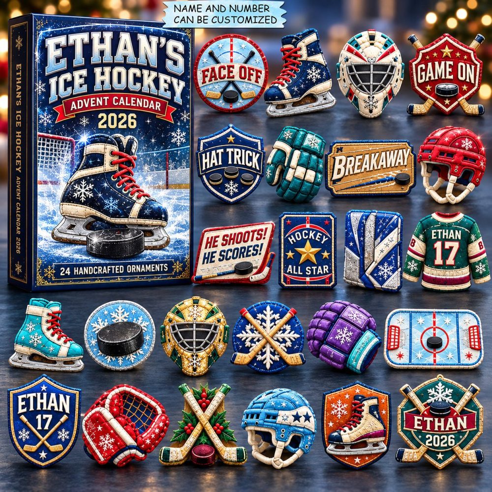 Ice Hockey 2026 Game Countdown Pack — 24 Ice Hockey Acrylic Charms & Team Collectibles, Action-Packed Holiday Gift For Players & Fans