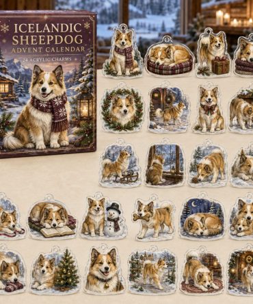 Icelandic Sheepdog Holiday Countdown Calendar - 24 Acrylic Charms, Charming Gift For Nordic Dog Lovers