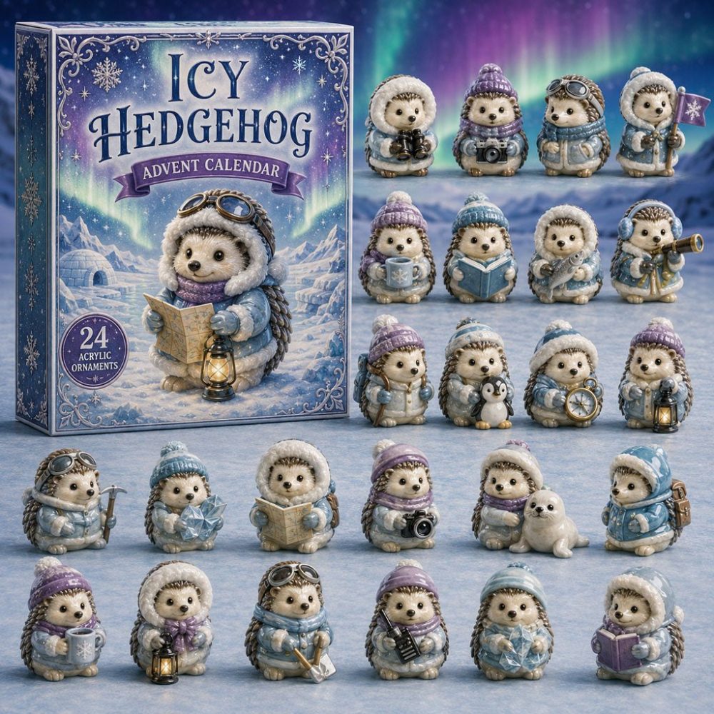 2026 Icy Hedgehog Countdown — 24-Day Acrylic Charm Advent Calendar, Cool Winter-Themed Gift For Nature Lovers
