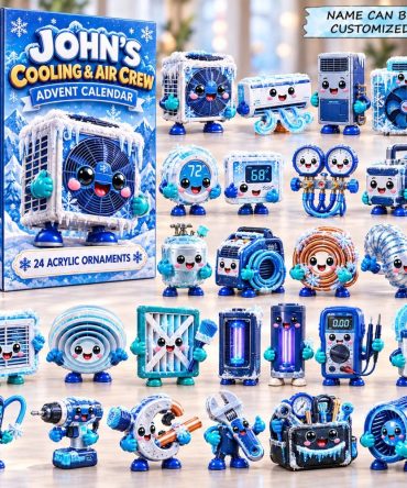 Icy Hvac Holiday Countdown Calendar 2026 — 24 Acrylic Charms, Cold-Theme Advent Gift For Hvac Technicians & Enthusiasts
