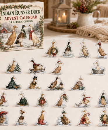 Indian Runner Duck Holiday Countdown — 24 Acrylic Charm Advent Calendar, Charming Gift For Bird & Farm Animal Lovers