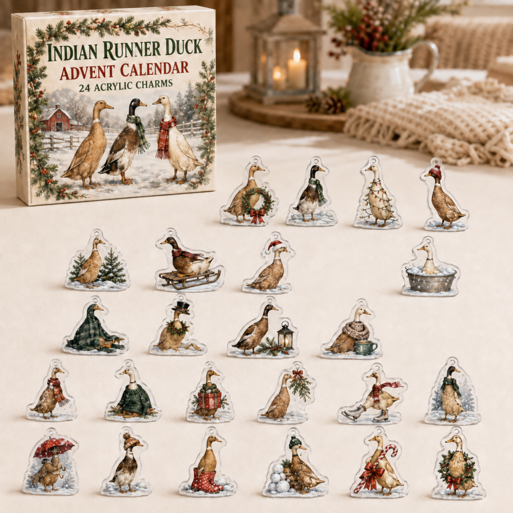 Indian Runner Duck Holiday Countdown — 24 Acrylic Charm Advent Calendar, Charming Gift For Bird & Farm Animal Lovers