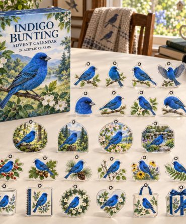 Indigo Bunting Advent Calendar — 24 Blue Bird Acrylic Charms, Birdwatcher Gift Set & Holiday Countdown 2026