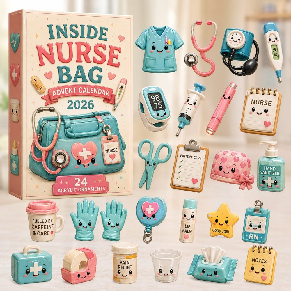 Inside The Nurse Bag 24-Day Advent Countdown — Acrylic Nurse Bag Charm Set, Practical Holiday Gift For Nurses & Medical Students