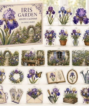 Iris Bloom Advent Calendar — 24 Acrylic Botanical Charms For Gardeners & Floral Collectors , Elegant Countdown Gift