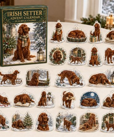 Irish Setter Holiday Charm Calendar — 24 Beautiful Acrylic Ornaments, Festive Advent Gift For Irish Setter Owners & Collectors
