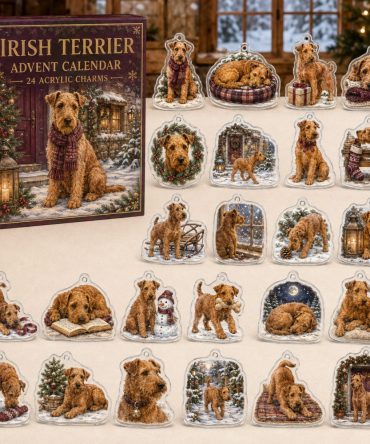 Irish Terrier Acrylic Charm Advent Calendar — 24 Holiday Dog Charms , Classic Christmas Countdown Gift For Irish Terrier Lovers