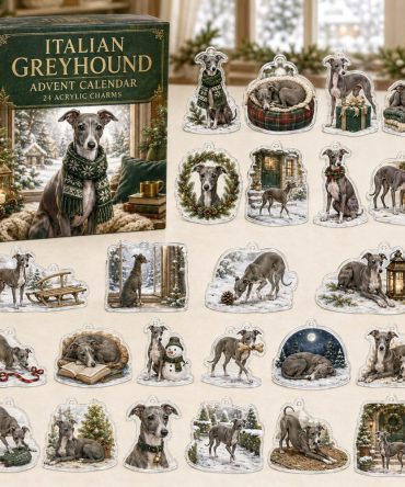 Italian Greyhound Festive Countdown Calendar — 24 Premium Acrylic Charms, Stylish Holiday Gift For Italian Greyhound Fans & Collectors