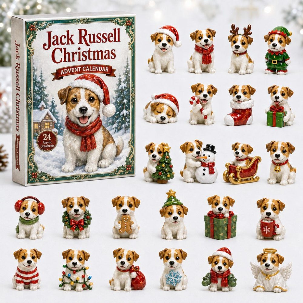 Jack Russell Christmas 2026 Countdown Calendar — 24 Acrylic Charms, Festive Dog-Themed Holiday Gift & Stocking Stuffer