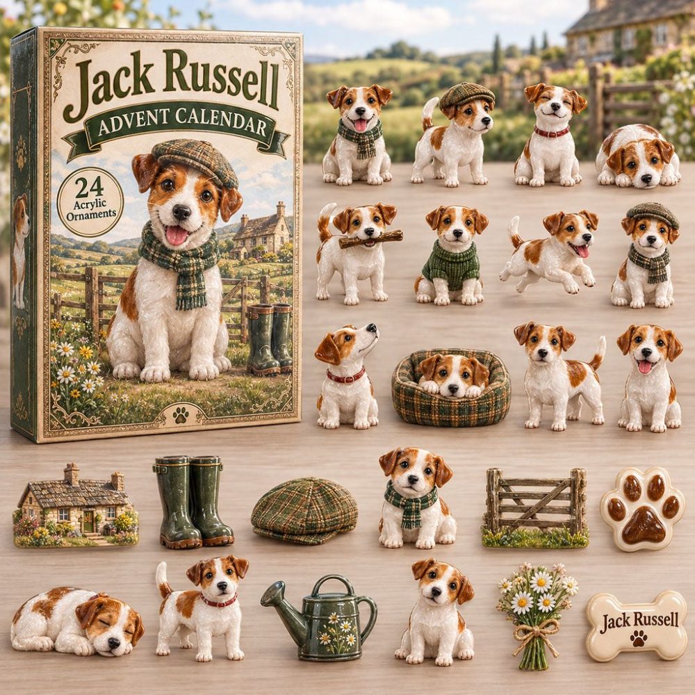 Jack Russell English Countryside 2026 Advent Calendar — 24 Acrylic Charms, Charming Holiday Countdown For Dog Lovers