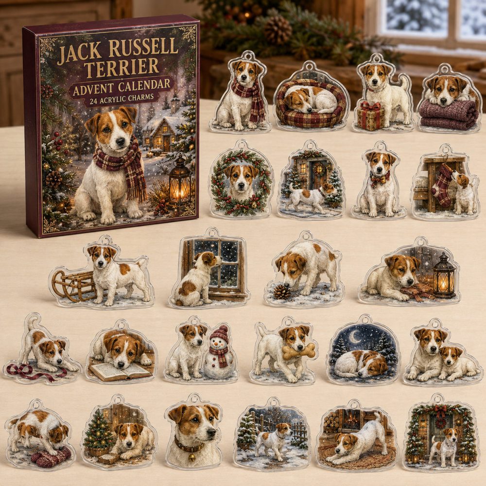 Jack Russell Terrier Acrylic Charm Advent Calendar — 24 Holiday Dog Charms , Christmas Gift & Countdown For Terrier Lovers