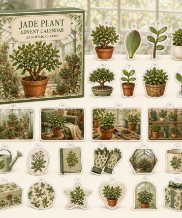 Jade Plant 24-Day Acrylic Charm Holiday Countdown - Plant Lover Gift, Mini Charms & Home Decor