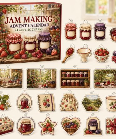24-Day Jam Making Charm Countdown: Fruity Acrylic Preserving Charms Featuring Jars, Fruit & Kitchen Tools — Charming Gift For Home Canners
