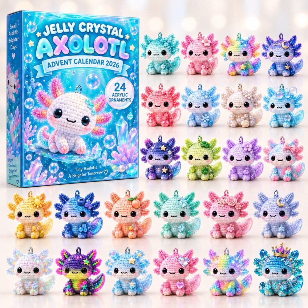 Jelly Axolotl 2026 Advent Calendar — 24-Day Acrylic Charms Countdown, Cute Axolotl Ornaments For Kids, Stocking Stuffer Gift