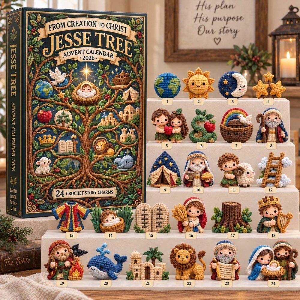 Jesse Tree Advent Calendar 2026 - 24-Day Acrylic Charm Countdown, Biblical Symbol Charms For Advent Devotion & Family Reflection