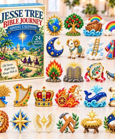 Bible Journey Advent Calendar 2026 — 24-Day Jesse Tree Style Acrylic Charm Set For Daily Scripture Storytelling & Family Prayer