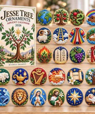 Jesse Tree Bible Advent Countdown 2026 — 24-Day Acrylic Charm Set For Family Devotions, Faith-Filled Holiday Gift