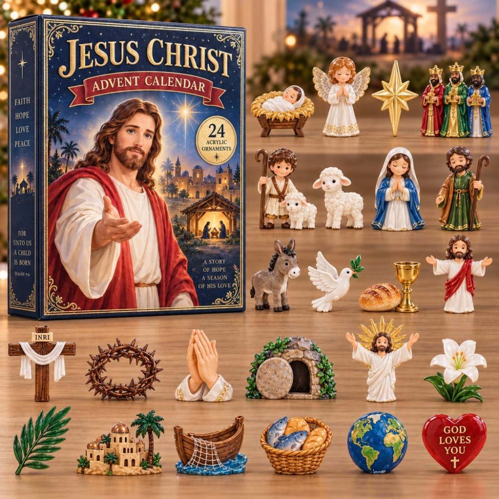 Jesus Christmas Faith Advent Calendar - 24-Day Nativity Countdown With Acrylic Charms, Christian Holiday Devotional Gift