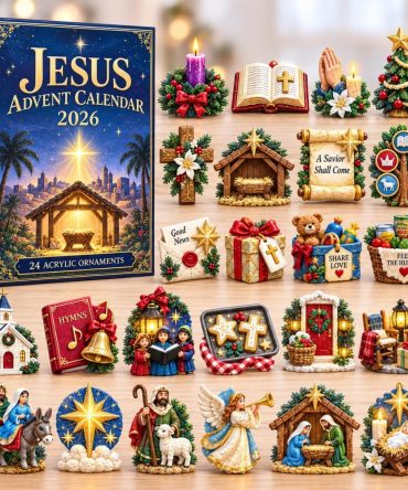 Jesus Christmas 24-Door Inspirational Countdown With Acrylic Faith Charms — Nativity Traditions, Religious Holiday Gift For Families