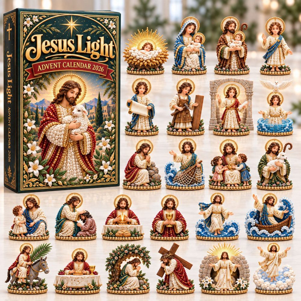 Jesus Light 2026 Advent Candle-Inspired Countdown - 24-Day Faith Calendar With Acrylic Charms, Evening Prayer Prompts