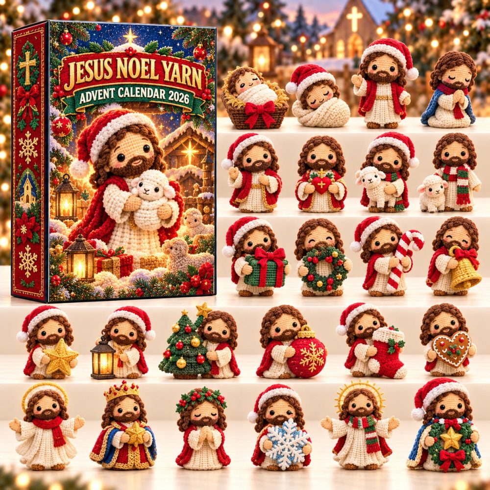 Jesus Noel Yarn Faith Advent Calendar 2026 — 24 Christian & Yarn-Themed Acrylic Charms, Inspirational Holiday Countdown Gift