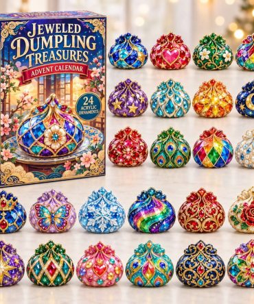 Jeweled Dumpling Treasures 24-Door Countdown With Acrylic Foodie Charms — Whimsical Holiday Decor, Unique Gift For Food Lovers & Collectors
