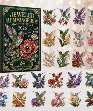 Jeweled Hummingbirds Advent Calendar 2026 — 24 Sparkling Acrylic Charms, Colorful Bird Lover Holiday Gift