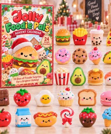 Jolly Foodie Pals Advent Calendar — 24 Cute Food-Themed Charms & Mini Surprises, Fun Gift For Food Lovers & Collectors