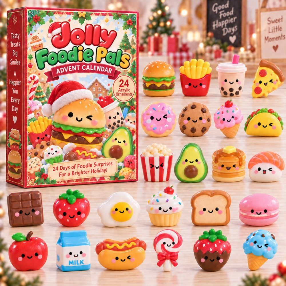 Jolly Foodie Pals Advent Calendar — 24 Cute Food-Themed Charms & Mini Surprises, Fun Gift For Food Lovers & Collectors