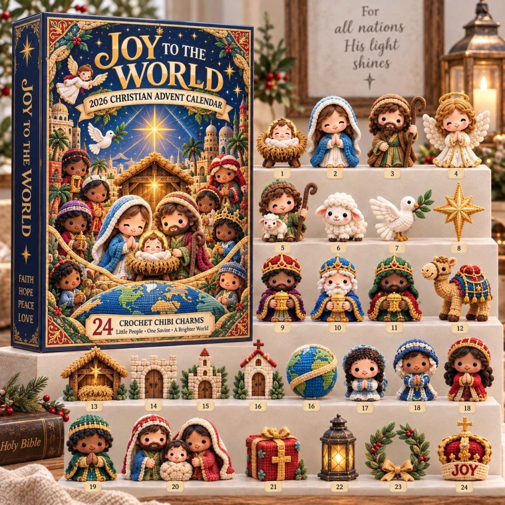 Joy To The World Advent Calendar 2026 - 24-Day Acrylic Charm Countdown With Festive Ornaments, Family-Friendly Holiday Tradition