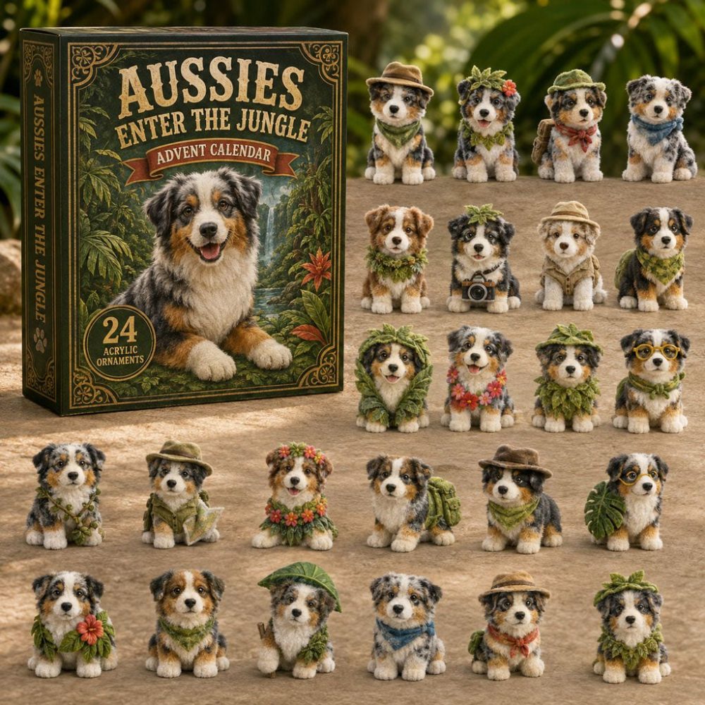 Jungle Aussie Dog 2026 Advent Calendar — 24 Acrylic Charms, Fun Holiday Countdown Gift For Dog Lovers & Collectors