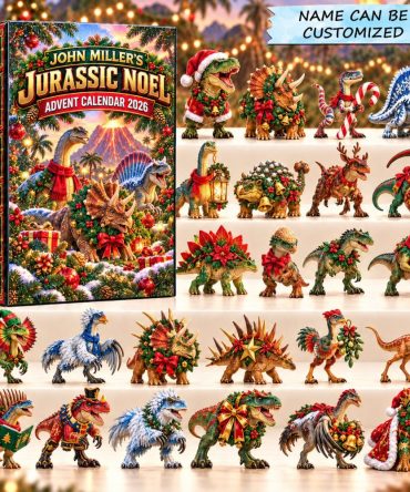 Jurassic Noel Dino Advent Calendar 2026 — 24-Day Christmas Countdown With Acrylic Dinosaur Charms, Fun Holiday Gift For Kids