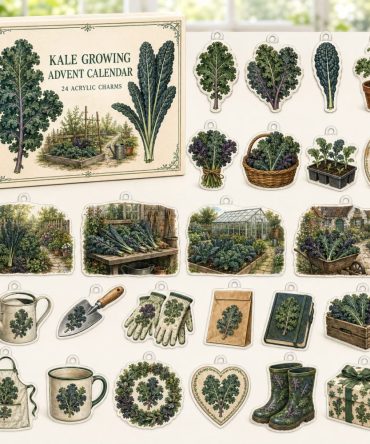 Kale Growing Themed 24-Day Charm Advent Calendar - Acrylic Garden Charms For Gardeners & Plant Lovers , Fun Holiday Countdown Gift