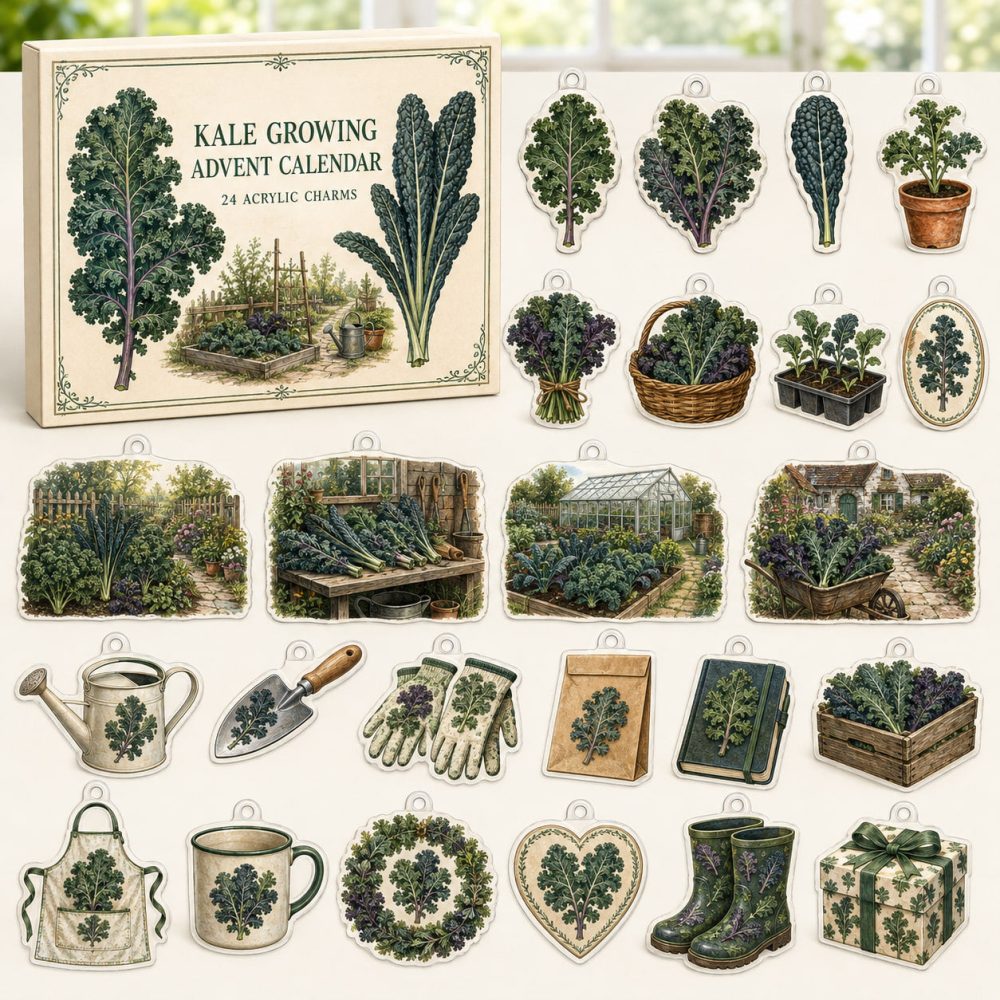 Kale Growing Themed 24-Day Charm Advent Calendar - Acrylic Garden Charms For Gardeners & Plant Lovers , Fun Holiday Countdown Gift
