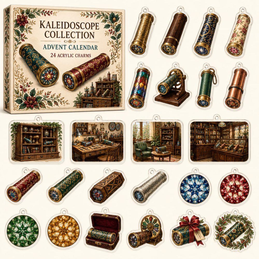 Kaleidoscope Collecting Holiday Countdown — 24 Mini Acrylic Charms For Colorful Collectors, Giftable Advent For Curio Fans