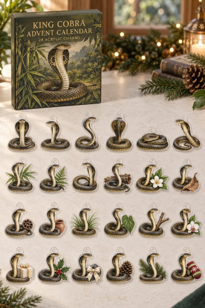 King Cobra Premium Advent Calendar — 24 Snake-Themed Acrylic Charms, Realistic Reptile Countdown Gift For Herpetology Fans
