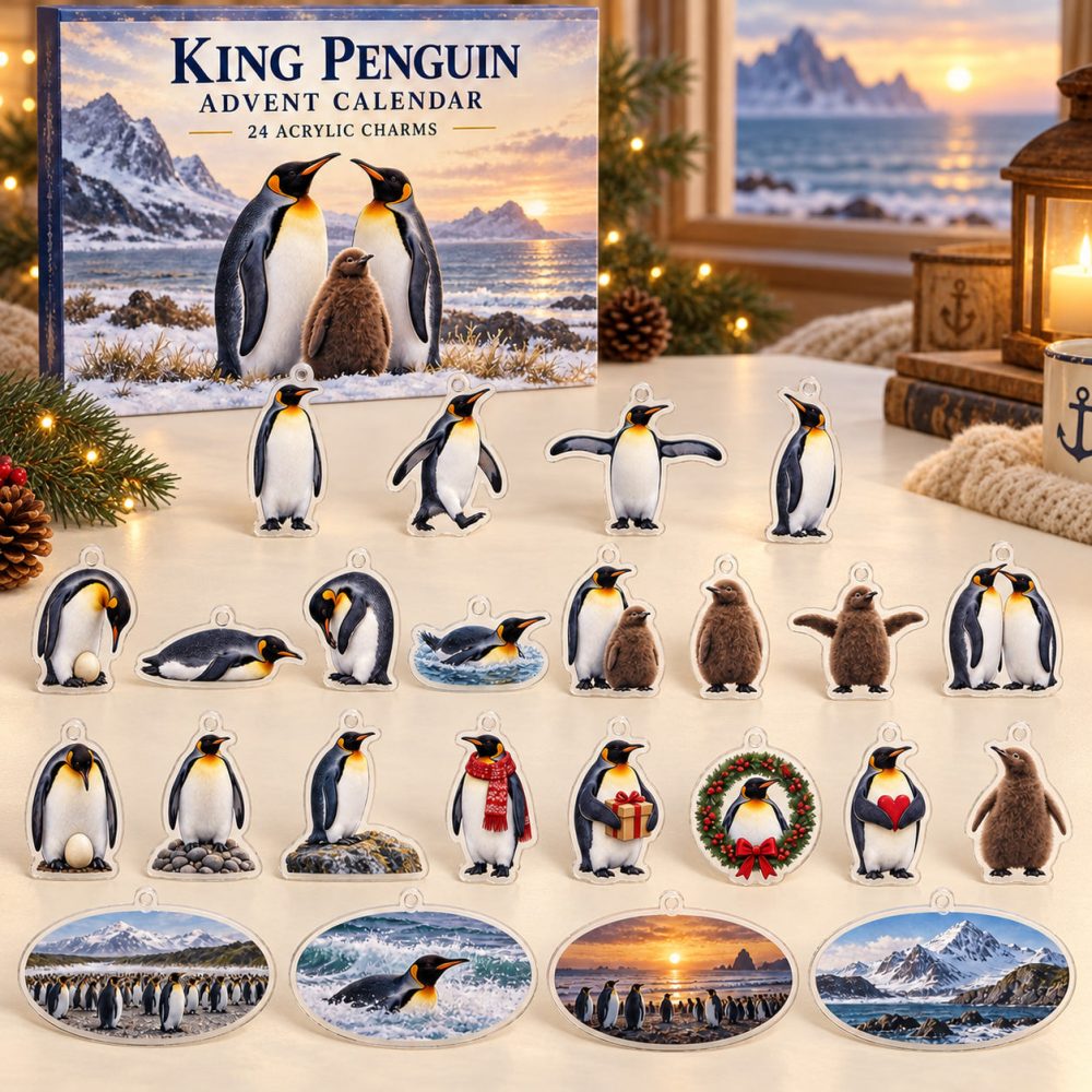 Regal 24-Day King Penguin Charm Countdown — 24 Acrylic Penguin Ornaments, Luxury Holiday Gifts & Collectible Daily Surprises For Enthusiasts
