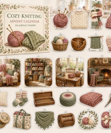 Knitting Lovers Holiday Countdown — 24 Acrylic Charms For Needles, Yarn & Craft Projects — Giftable Advent For Makers