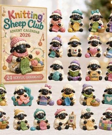 Knitting Sheep Club Countdown Calendar — 24 Charming Acrylic Knitting-Themed Charms, Cozy Gift For Yarn Lovers & Crafters 2026
