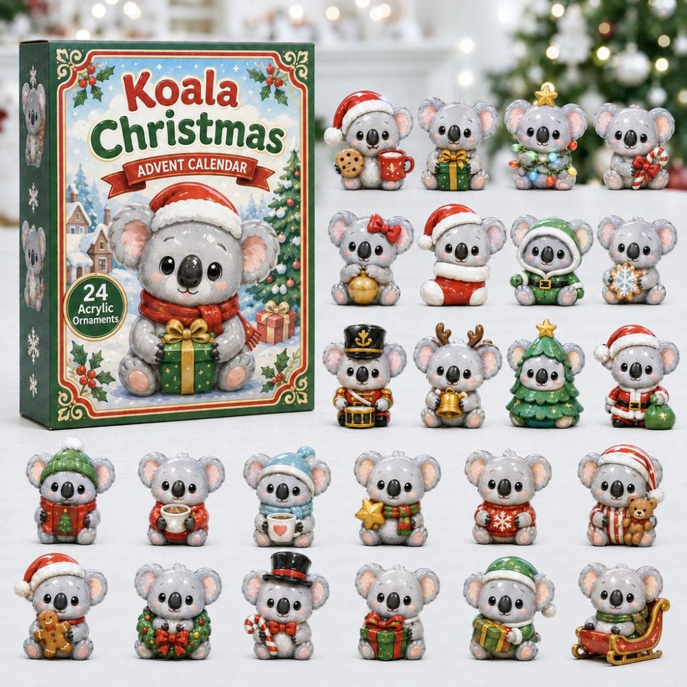 Koala Christmas Advent Calendar 2026 — 24 Festive Acrylic Charms, Adorable Aussie Holiday Gift Set