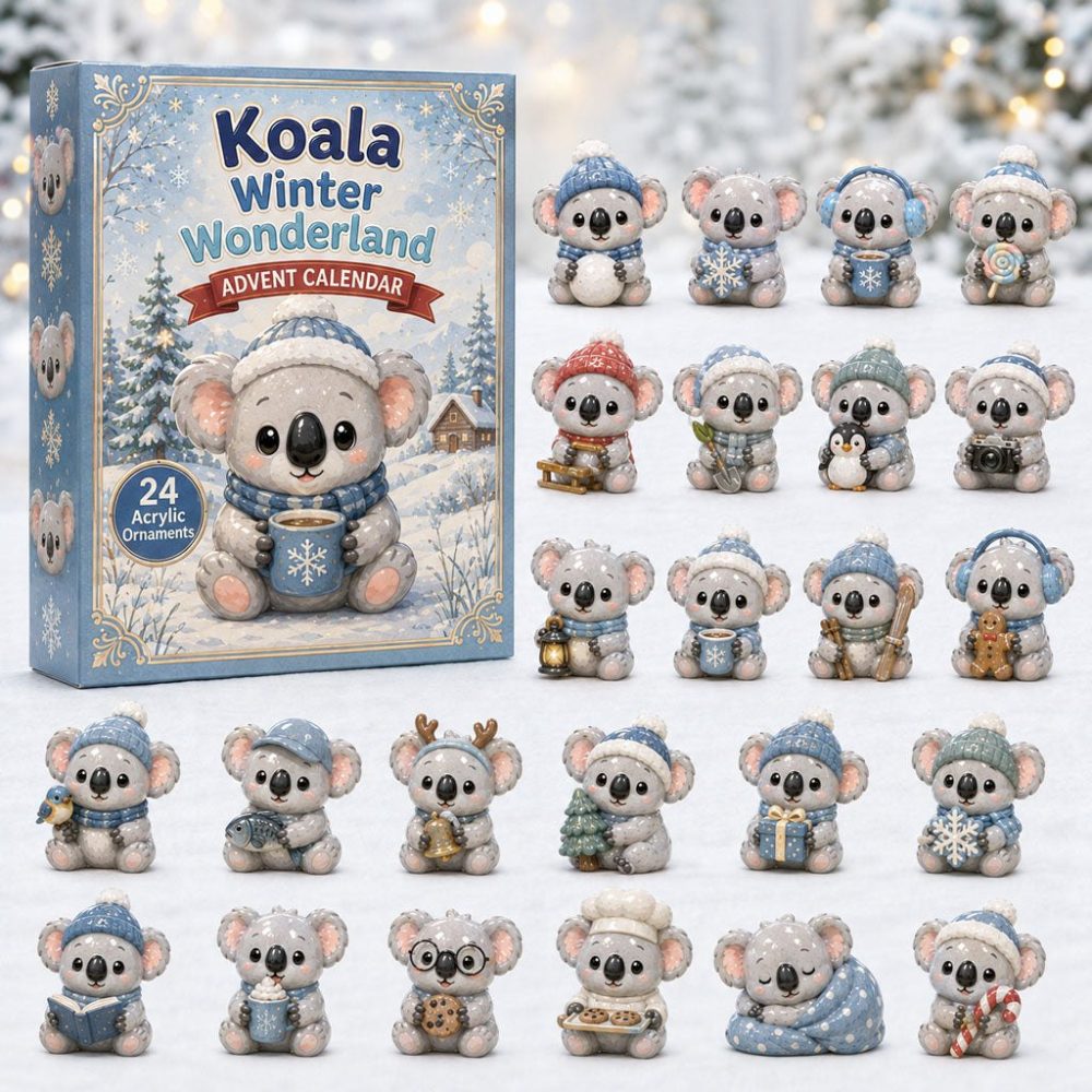Koala Winter Wonderland Advent Calendar 2026 — 24 Cozy Acrylic Charms, Australian Wildlife Holiday Gift