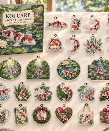 Koi Carp 24-Day Acrylic Charm Countdown — Elegant Japanese Koi Sea-Life Advent Set With 24 Mini Charms, Premium Gift For Fish Fans