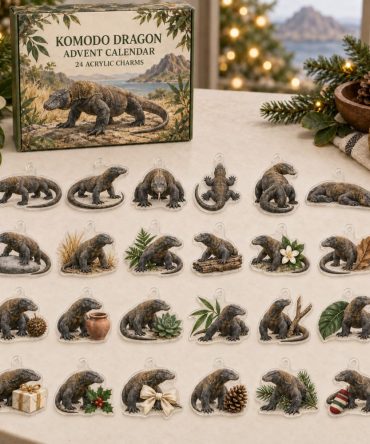 Komodo Dragon Signature Advent Calendar — 24 Durable Acrylic Dragon Charms, Exotic Reptile Countdown Gift For Collectors & Kids