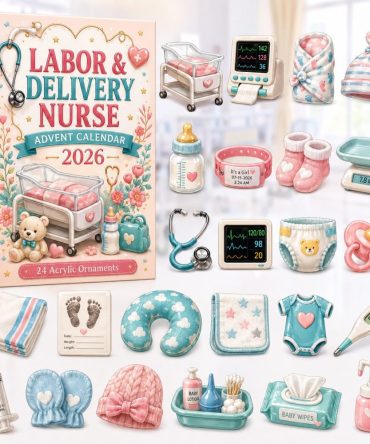 Deluxe 24-Day Labor & Delivery Nurse Advent Countdown Calendar — Acrylic Medical Charms, Perfect Christmas & Holiday Gift For Nurses